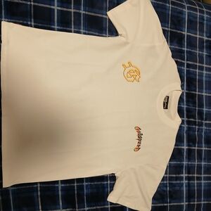 White Graphic Tee with Yellow Accents